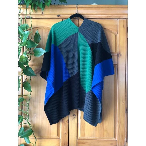 Vince Camuto Colorblock Wrap/Poncho Rib knit Size XS/S - Picture 6 of 11